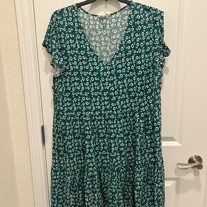 Loralette Green Flutter Sleeve V-Neck Sundress